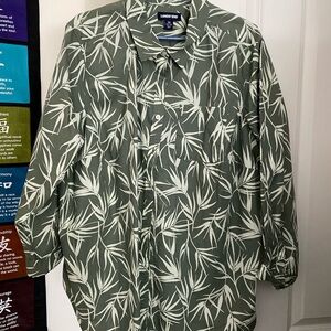 Lands' End Olive Leaf Pattern Blouse